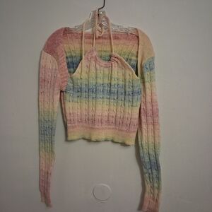 Multicolor Knit Sweater and Halter Set